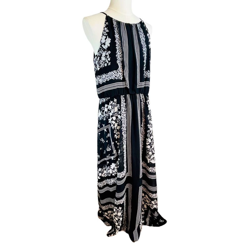 JULIA JORDAN Black White Print Maxi Dress Sz 16 New NWT‎ Cruise Vacation Wedding